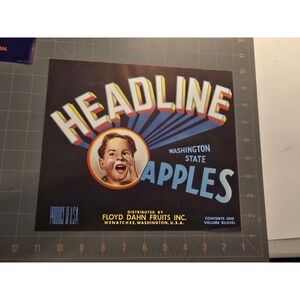 Vintage Headline Washington State Apples Produce Floyd Dahn Fruit Crate Label